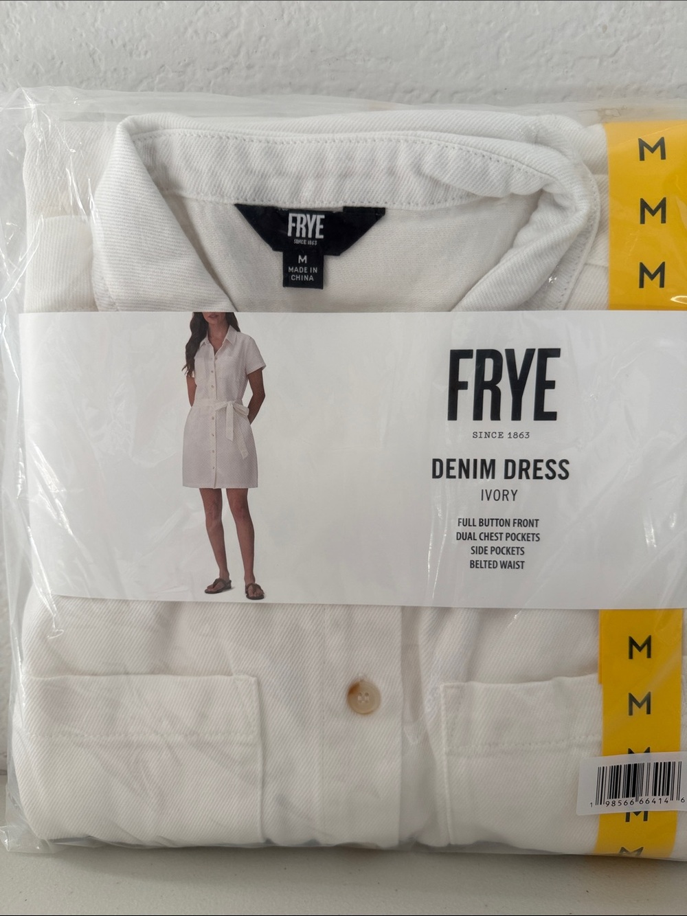 FRYE Ivory Denim Midi Shirt Dress - Women's